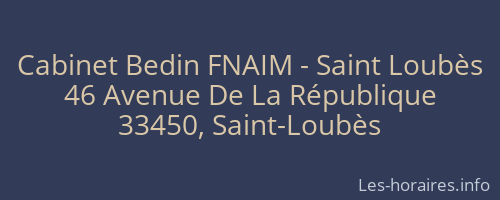 Cabinet Bedin FNAIM - Saint Loubès