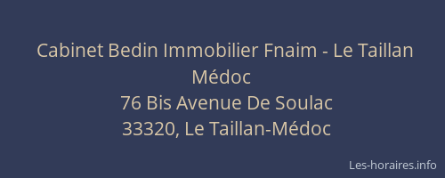 Cabinet Bedin Immobilier Fnaim - Le Taillan M&eacute;doc