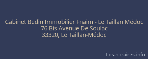 Cabinet Bedin Immobilier Fnaim - Le Taillan Médoc