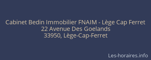 Cabinet Bedin Immobilier FNAIM - Lège Cap Ferret