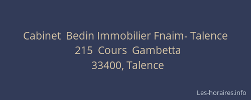 Cabinet  Bedin Immobilier Fnaim- Talence