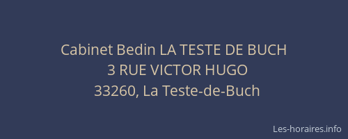 Cabinet Bedin LA TESTE DE BUCH