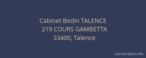Cabinet Bedin TALENCE