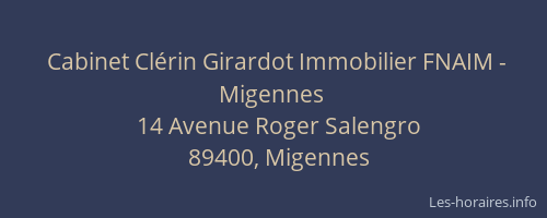 Cabinet Cl&eacute;rin Girardot Immobilier FNAIM - Migennes