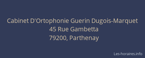 Cabinet D'Ortophonie Guerin Dugois-Marquet
