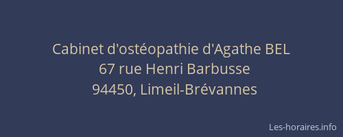 Cabinet d'ost&eacute;opathie d'Agathe BEL