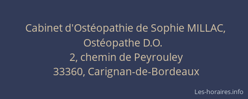 Cabinet d'Ostéopathie de Sophie MILLAC, Ostéopathe D.O.