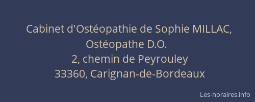 Cabinet d'Ost&eacute;opathie de Sophie MILLAC, Ost&eacute;opathe D.O.