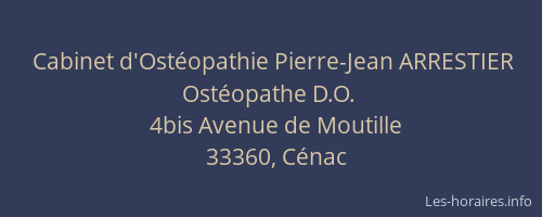 Cabinet d'Ost&eacute;opathie Pierre-Jean ARRESTIER Ost&eacute;opathe D.O.