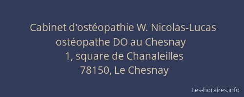Cabinet d'ost&eacute;opathie W. Nicolas-Lucas ost&eacute;opathe DO au Chesnay