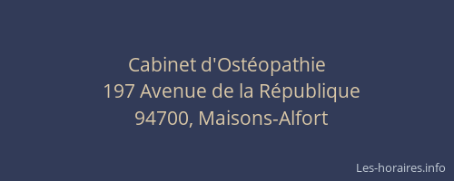 Cabinet d'Ost&eacute;opathie