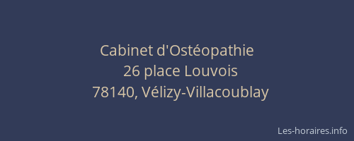 Cabinet d'Ost&eacute;opathie