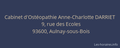Cabinet d'Ostéopathie Anne-Charlotte DARRIET