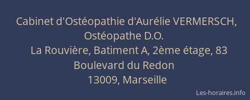 Cabinet d'Ostéopathie d'Aurélie VERMERSCH, Ostéopathe D.O.