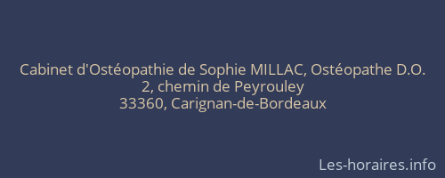 Cabinet d'Ostéopathie de Sophie MILLAC, Ostéopathe D.O.
