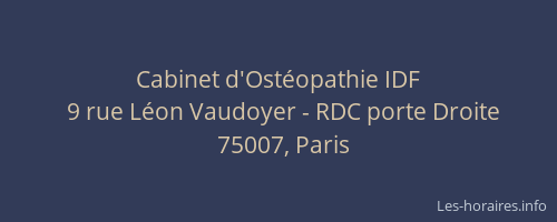 Cabinet d'Ostéopathie IDF