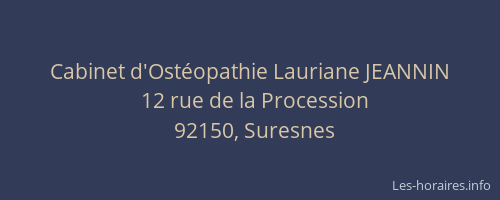 Cabinet d'Ostéopathie Lauriane JEANNIN