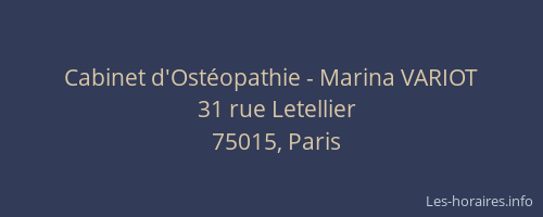 Cabinet d'Ostéopathie - Marina VARIOT