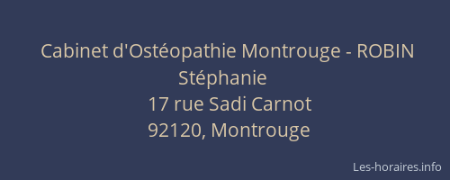 Cabinet d'Ostéopathie Montrouge - ROBIN Stéphanie