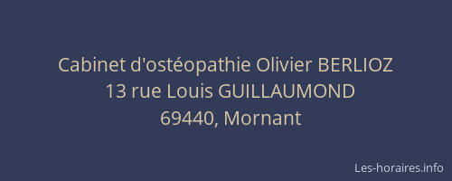 Cabinet d'ostéopathie Olivier BERLIOZ