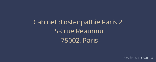 Cabinet d'osteopathie Paris 2
