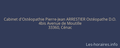 Cabinet d'Ostéopathie Pierre-Jean ARRESTIER Ostéopathe D.O.