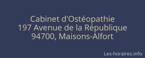 Cabinet d'Ostéopathie