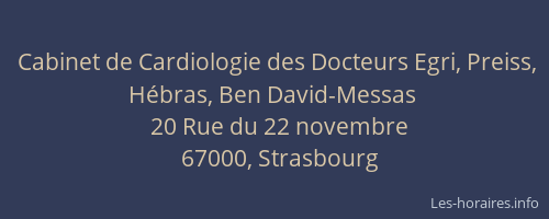 Cabinet de Cardiologie des Docteurs Egri, Preiss, Hébras, Ben David-Messas