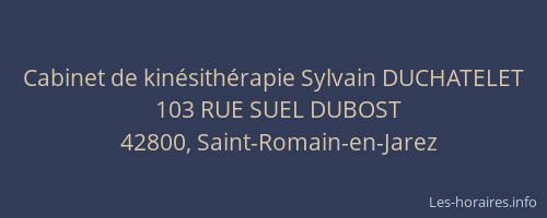 Cabinet de kinésithérapie Sylvain DUCHATELET