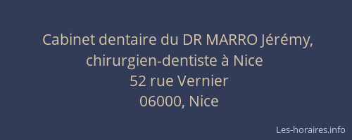 Cabinet dentaire du DR MARRO Jérémy, chirurgien-dentiste à Nice