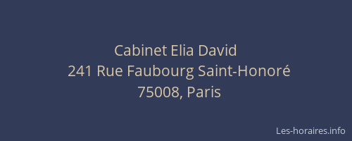 Cabinet Elia David