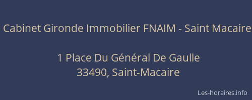 Cabinet Gironde Immobilier FNAIM - Saint Macaire