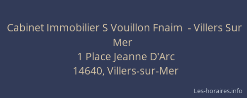 Cabinet Immobilier S Vouillon Fnaim  - Villers Sur Mer
