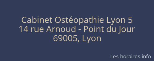 Cabinet Ostéopathie Lyon 5