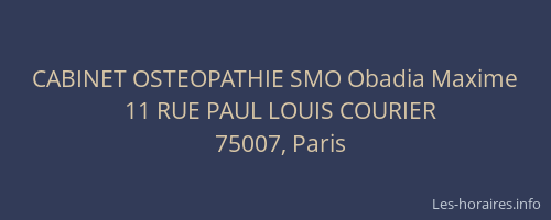 CABINET OSTEOPATHIE SMO Obadia Maxime