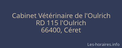 Cabinet V&eacute;t&eacute;rinaire de l'Oulrich