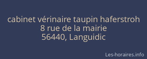 cabinet vérinaire taupin haferstroh