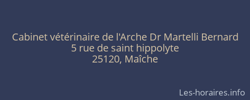 Cabinet vétérinaire de l'Arche Dr Martelli Bernard