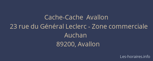 Cache-Cache  Avallon