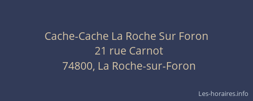 Cache-Cache La Roche Sur Foron