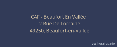 CAF - Beaufort En Vallée