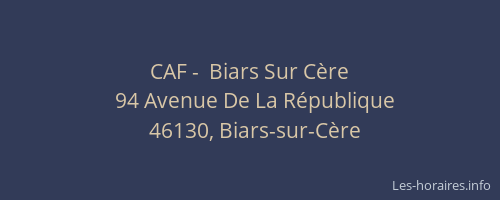 CAF -  Biars Sur C&egrave;re