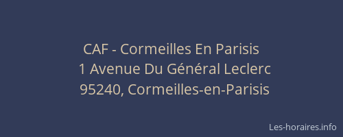CAF - Cormeilles En Parisis