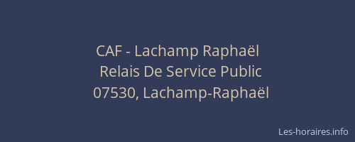CAF - Lachamp Raphaël