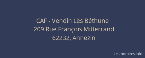 CAF - Vendin L&egrave;s B&eacute;thune