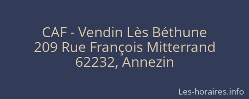 CAF - Vendin Lès Béthune