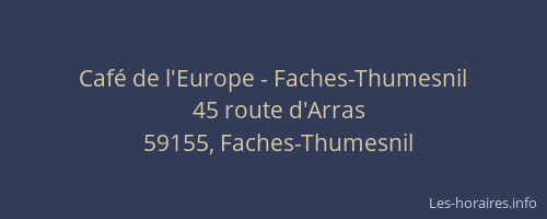 Café de l'Europe - Faches-Thumesnil