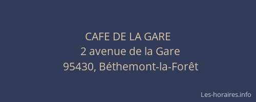 CAFE DE LA GARE