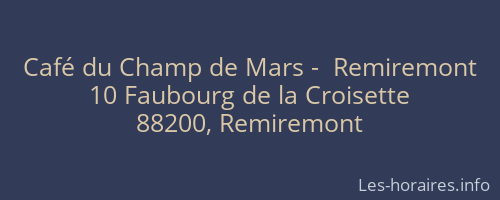 Café du Champ de Mars -  Remiremont