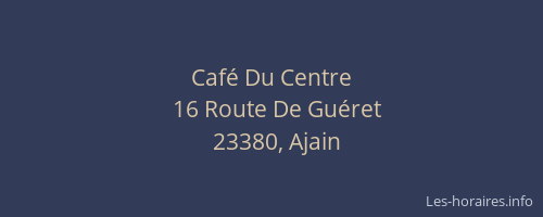 Caf&eacute; Du Centre